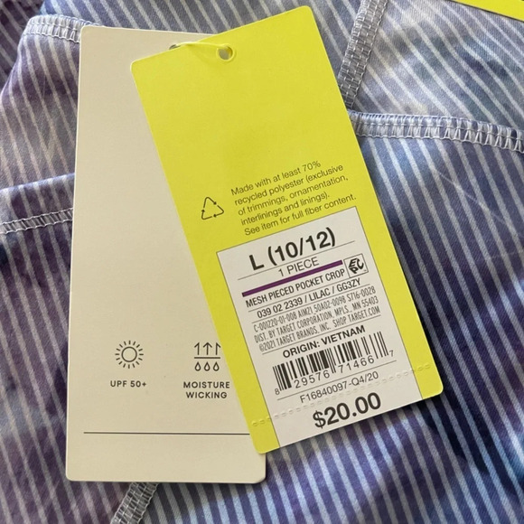 SOLD!!!! Girl’s All in Motion multi-color lilac mesh pieced pocket leggings L - Picture 4 of 4